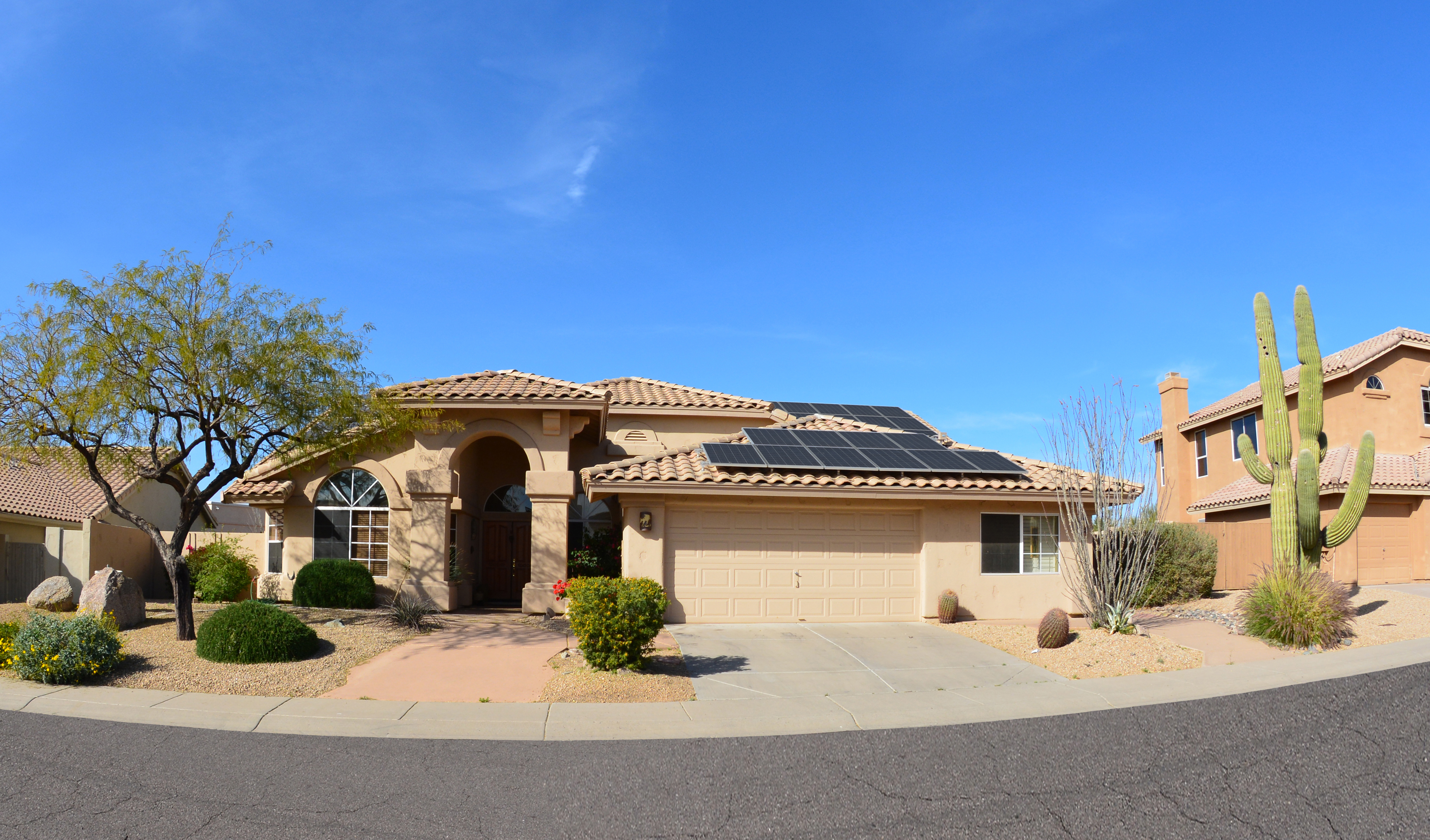 House with solar panels on the roof